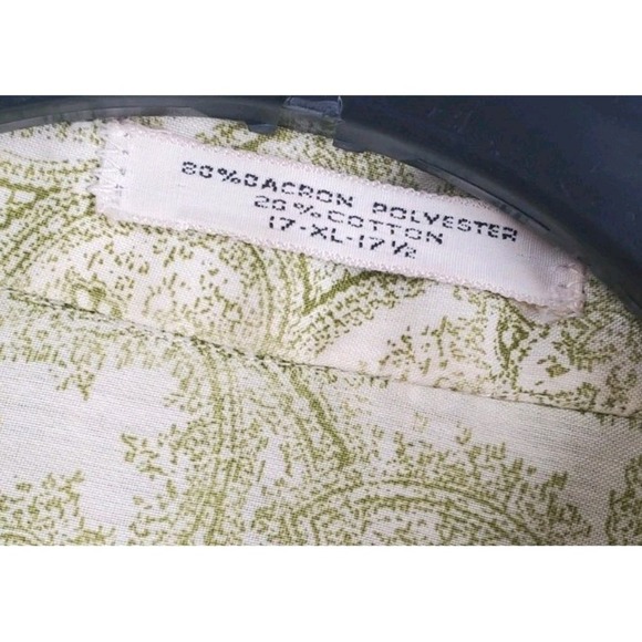 Vtg 70s 80s McGregor Hawaiian Shirt Men XL 17 17.5 Green Beige Retro Lightweight - Picture 2 of 11